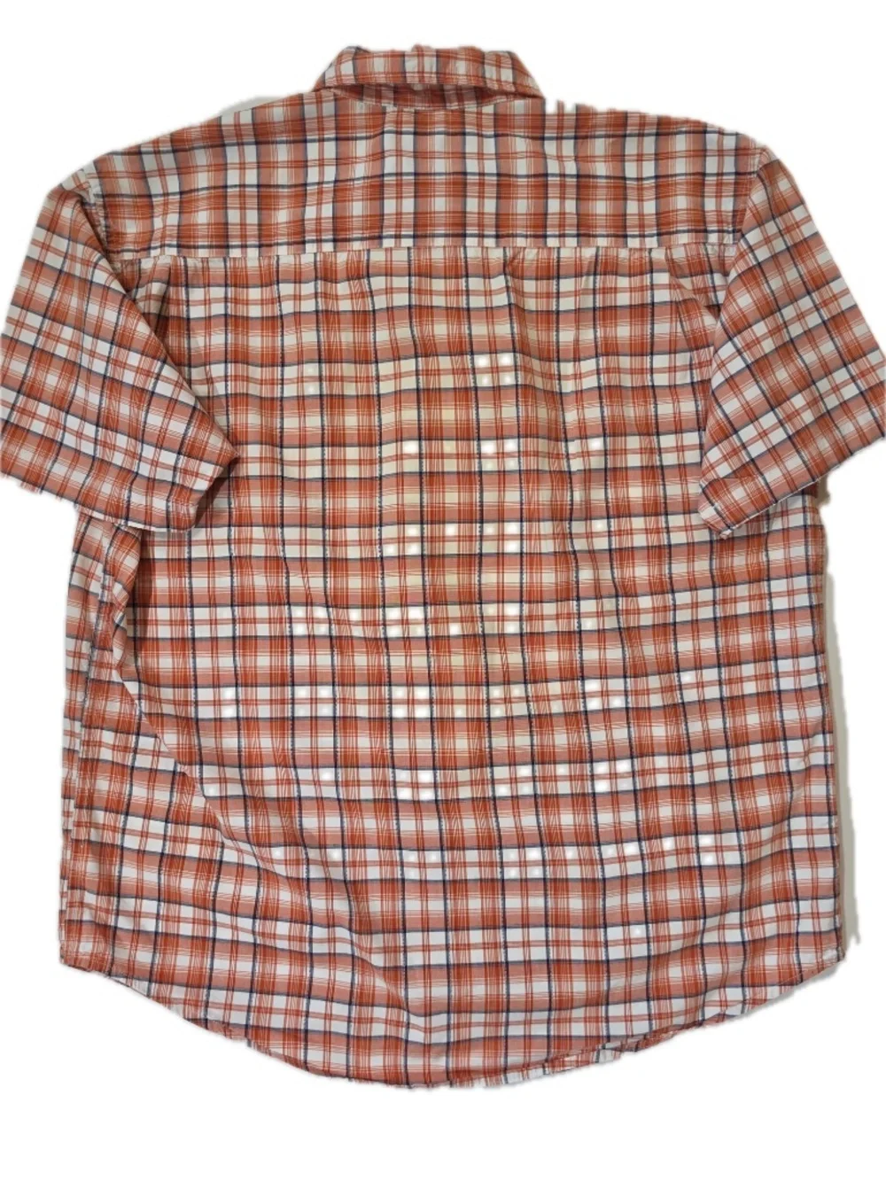 Wrangler Shirt Mens‎ L Orange Plaid Short Sleeve Button Up Cotton Casual